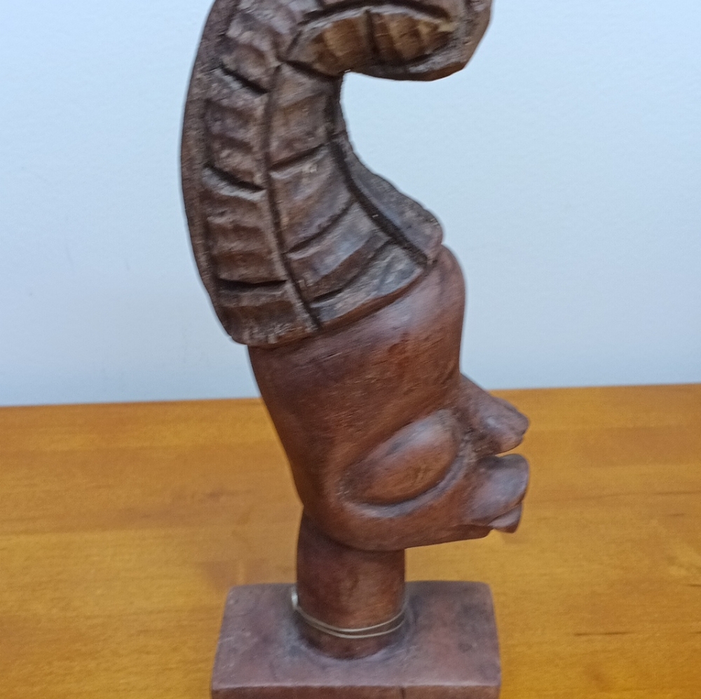 Vintage Wooden African Tribal Art Statue Bust Hand Carved Woman Head Carving 9in - Picture 4 of 9
